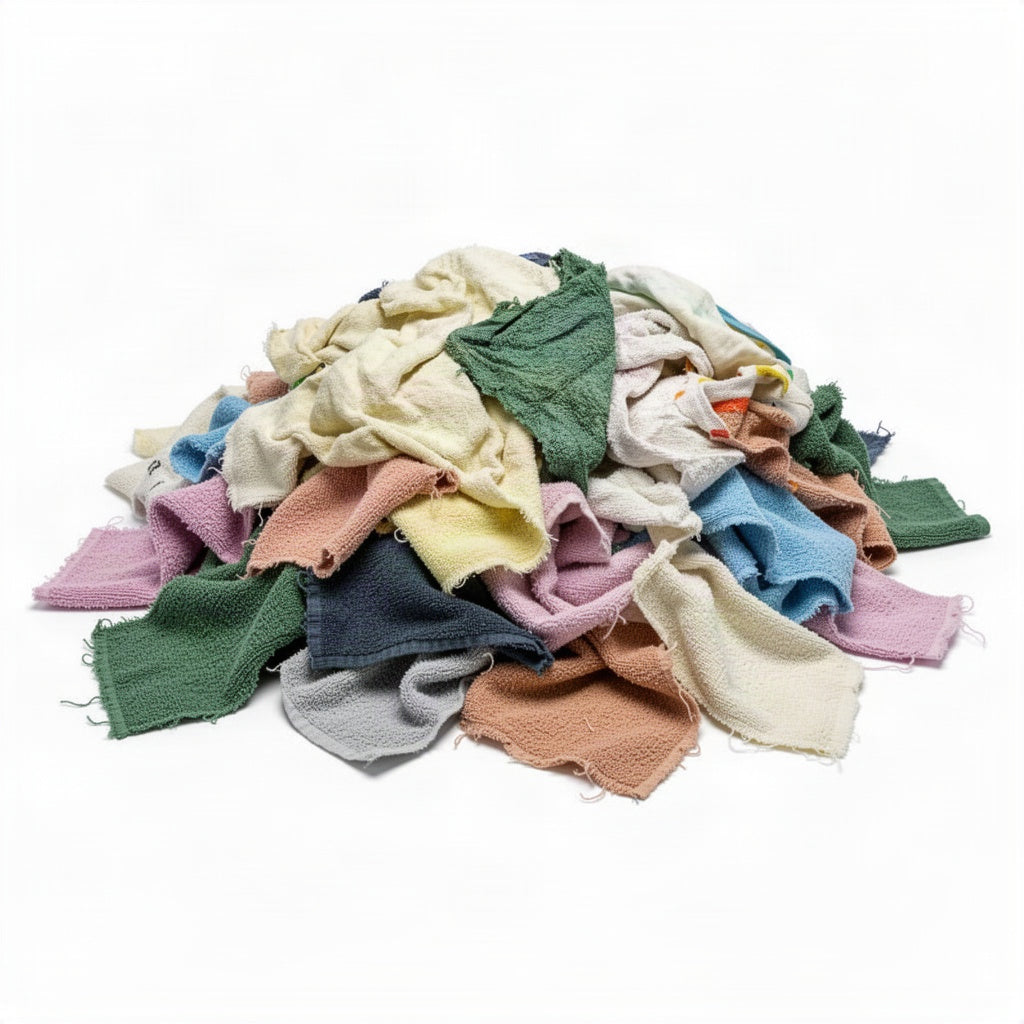 Color Terry Towel Cotton Cleaning Rags - loose bulk product view