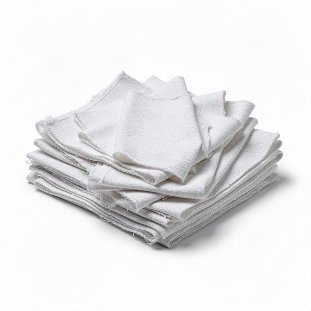 Heavyweight White Cotton Rags - clean organized product view