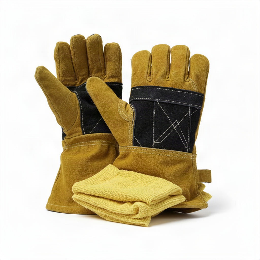 Leather Reinforced Heavy Duty Welding Gloves - clean organized product view