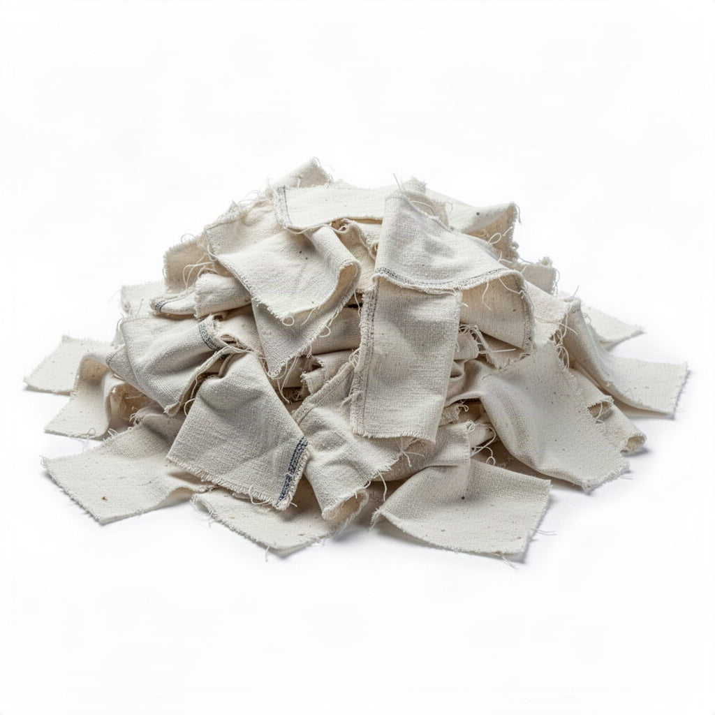 Mixed White Reclaimed Cotton Wiping Rags - loose bulk product view