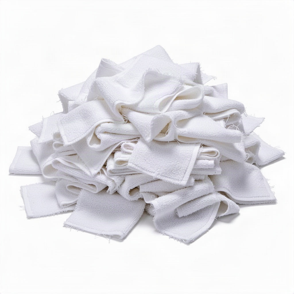 New Terry White Washcloth Rags Bulk - loose bulk product view