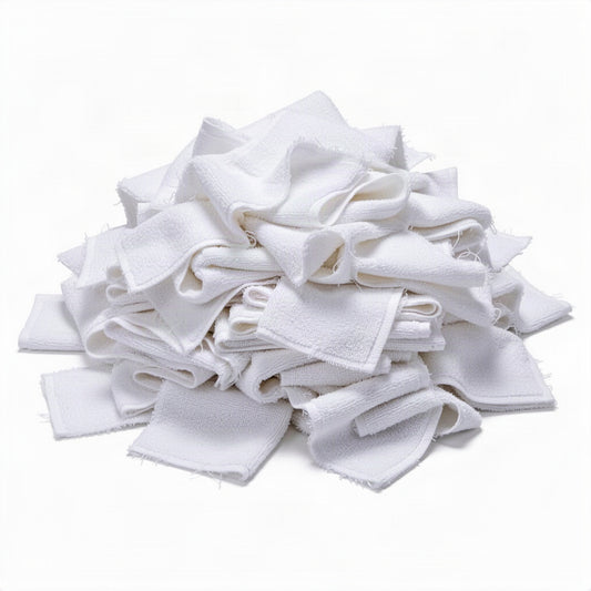 New Terry White Washcloth Rags Bulk - loose bulk product view