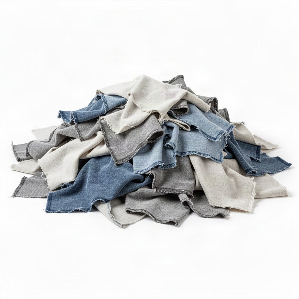New Washed Bleached Knit Wiping Rags - loose bulk product view