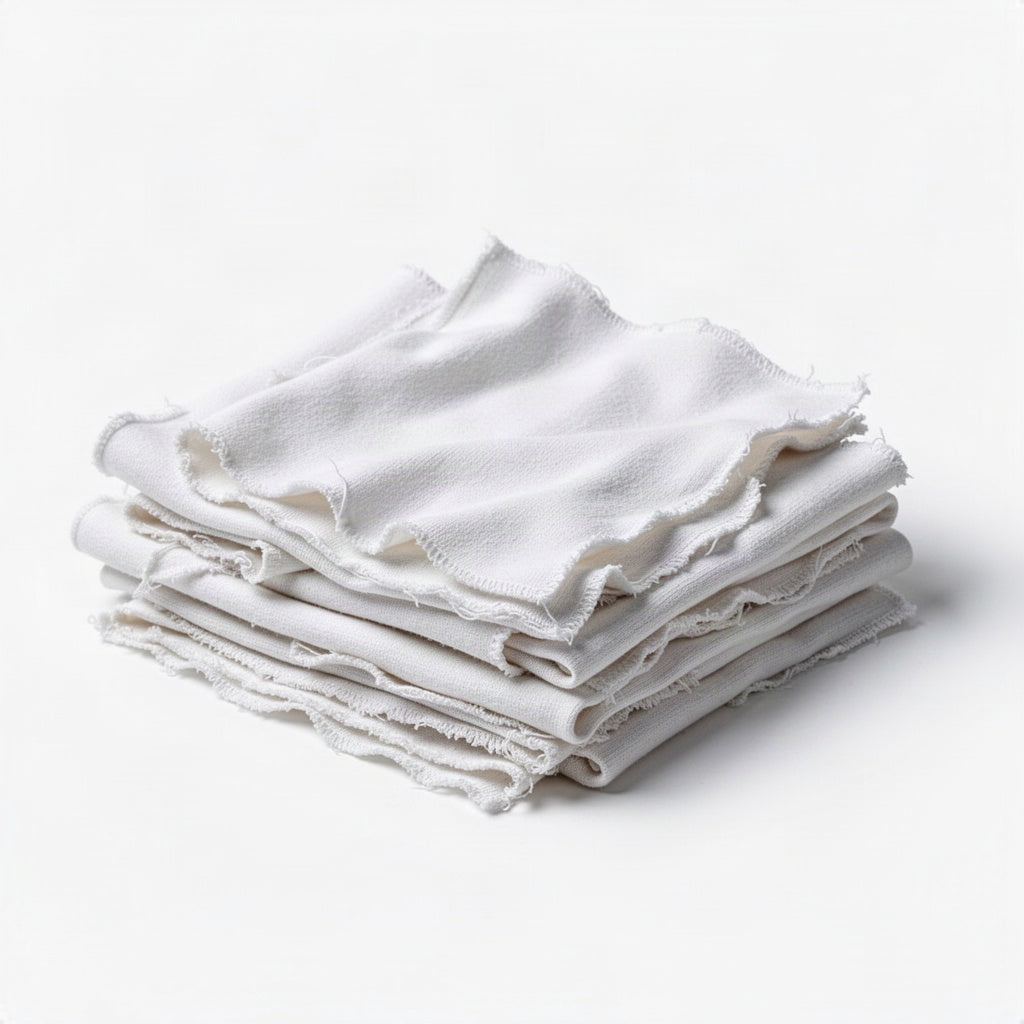 Premium Washed White Cotton Knit Rags - clean organized product view