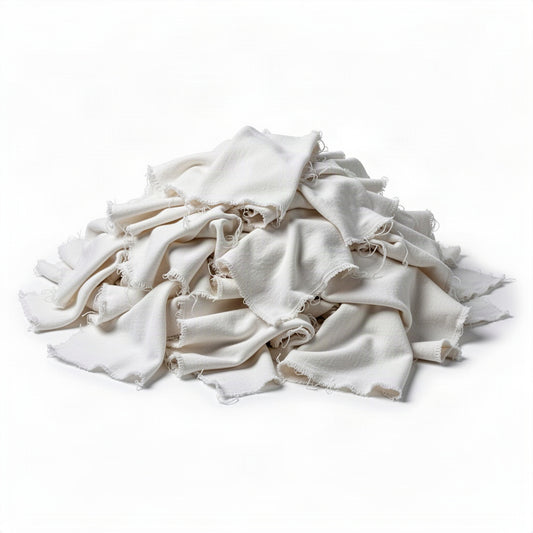 Premium Washed White Cotton Knit Rags - loose bulk product view