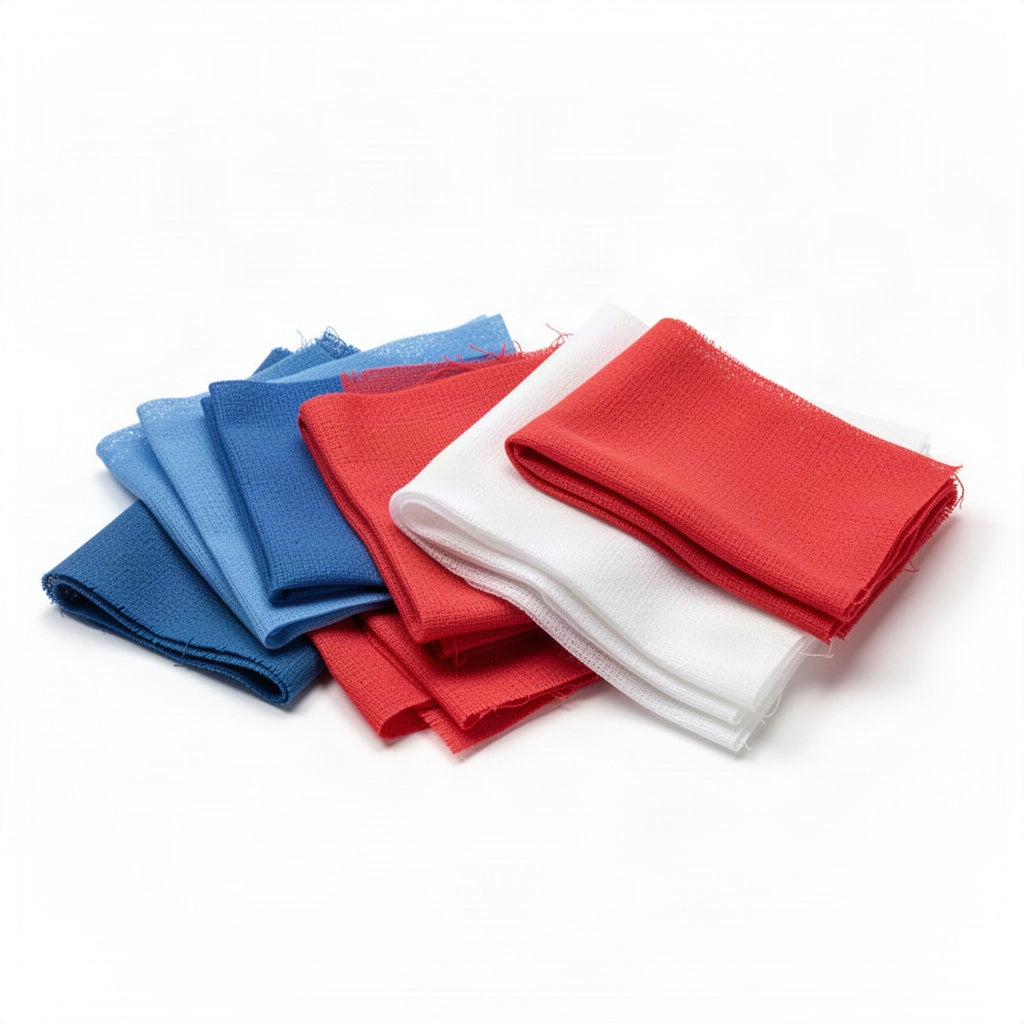 Quarter Fold Lint Free Paper Wipes Blue Red And White - clean organized product view