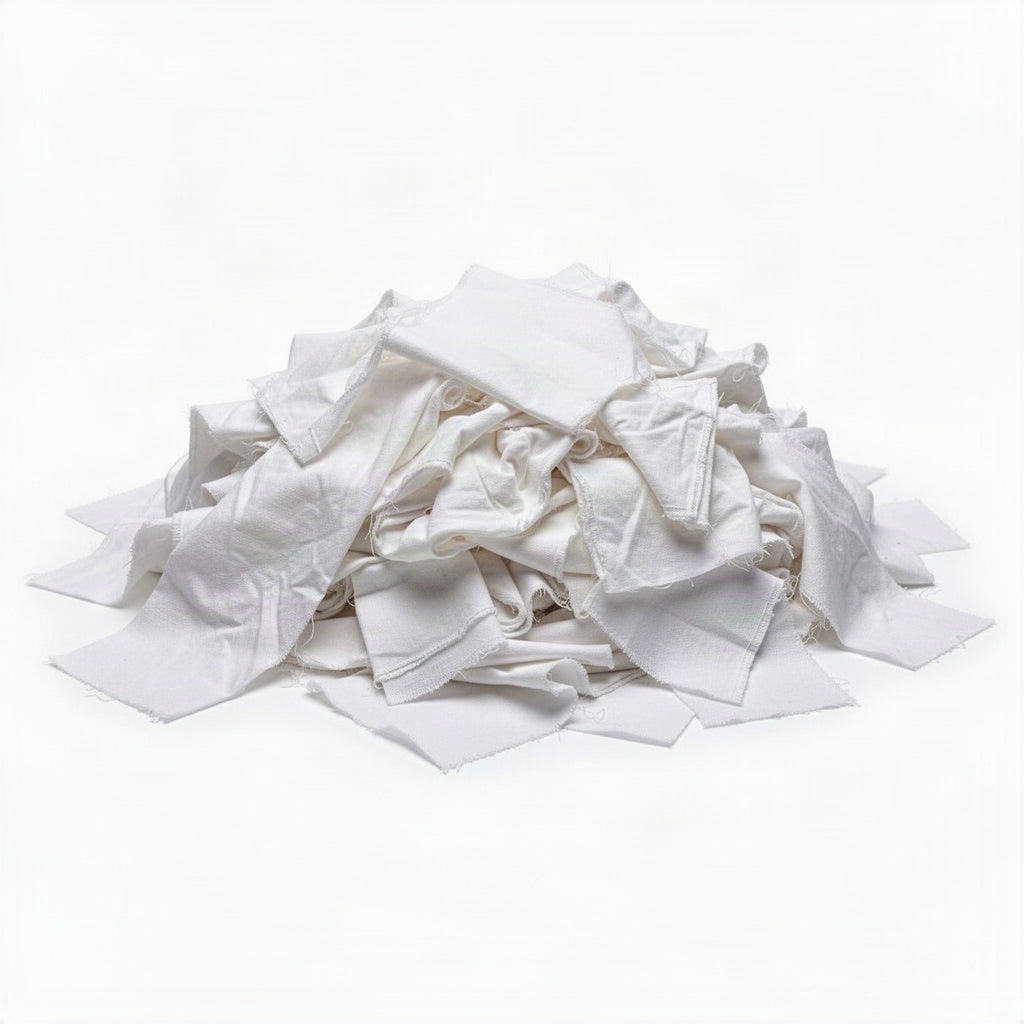 White Cotton Sheeting Wiping Rags - loose bulk product view