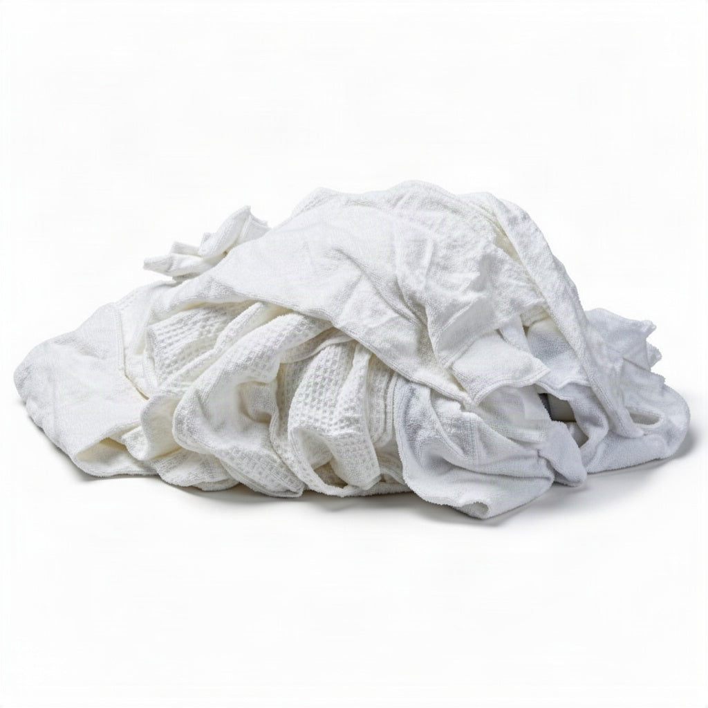 White Flannel Thermal Wiping Rags - clean organized product view