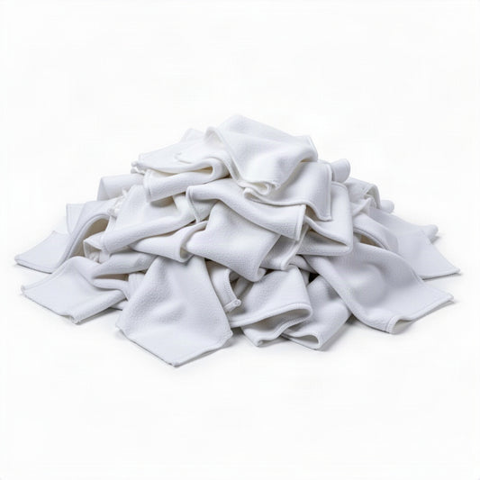 White Fleece Cotton Cleaning Rags - loose bulk product view