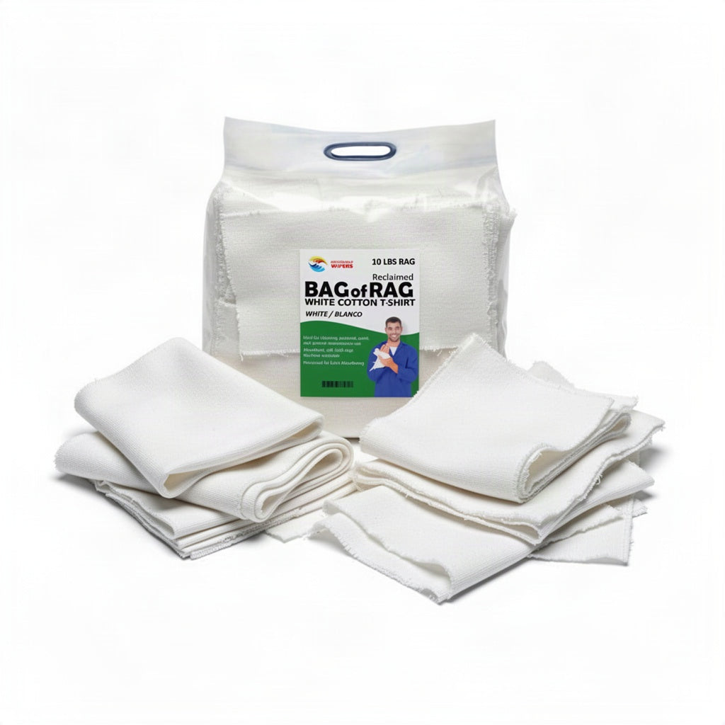 White Knit T Shirt Cotton Wiping Rags - clean organized product view