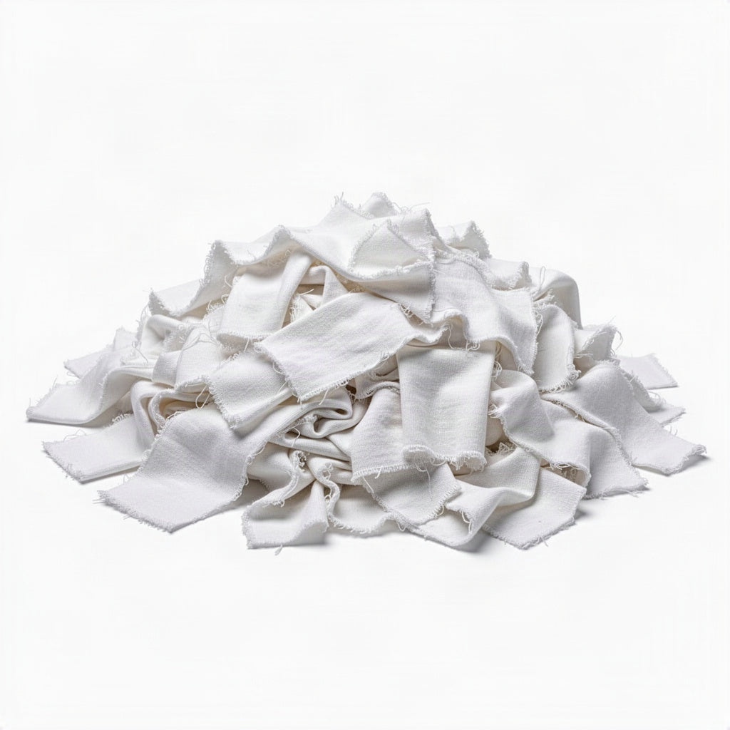 White Knit T Shirt Cotton Wiping Rags - loose bulk product view