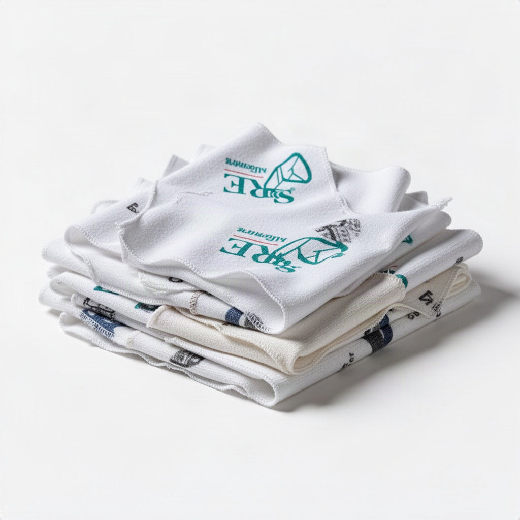 White Knit With Print Wiping Rags - clean organized product view
