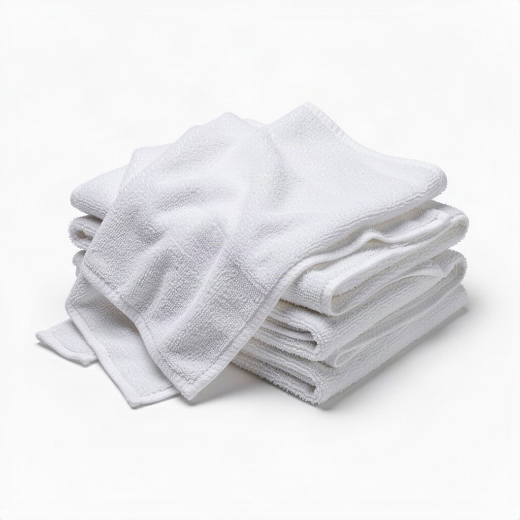 White Terry Towel Cotton Cleaning Rags - clean organized product view