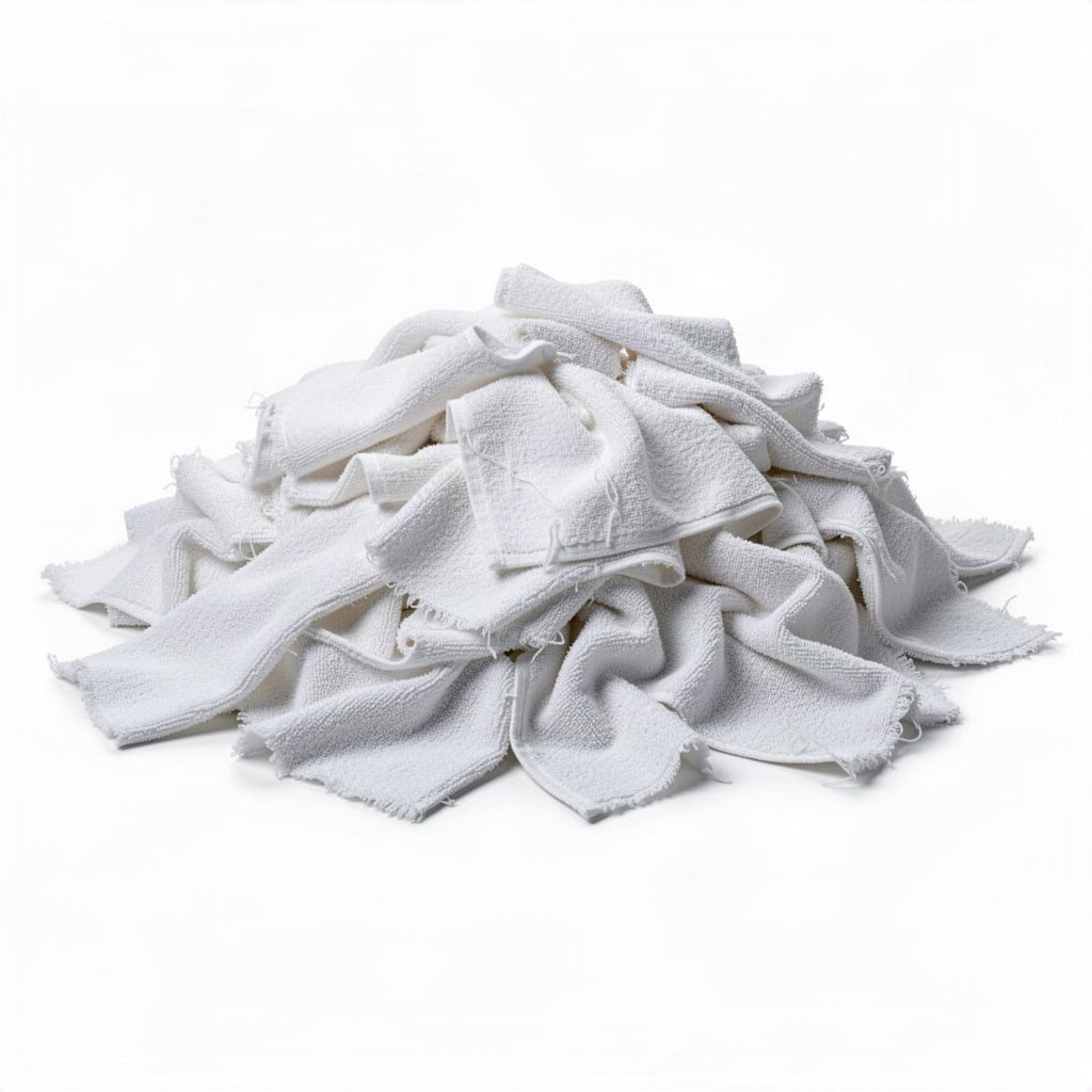 White Terry Towel Cotton Cleaning Rags - loose bulk product view