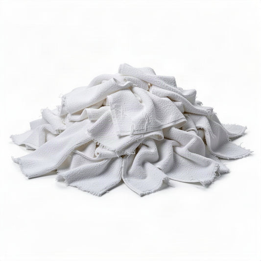White Terry Towel Cotton Cleaning Rags - loose bulk product view